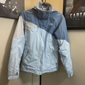 The North Face HyVent blue coat with removable inner jacket size small